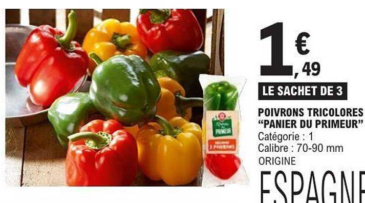LE SACHET DE 3 POIVRONS TRICOLORES “PANIER DU PRIMEUR”