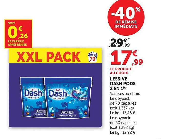 LESSIVE DASH PODS 2 EN 1