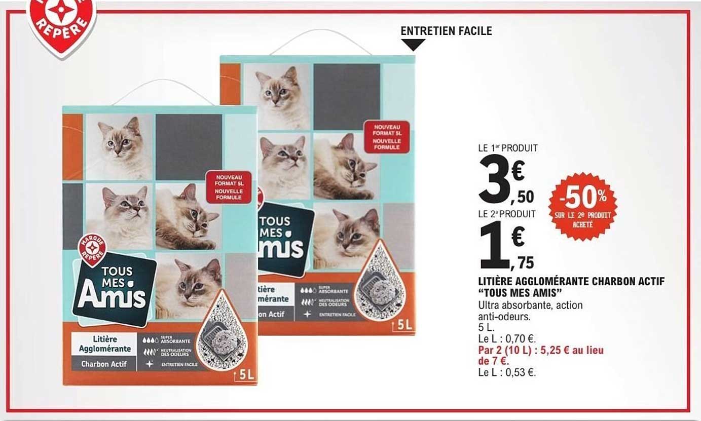LITIÈRE AGGLOMÉRANTE CHARBON ACTIF “TOUS MES AMIS”