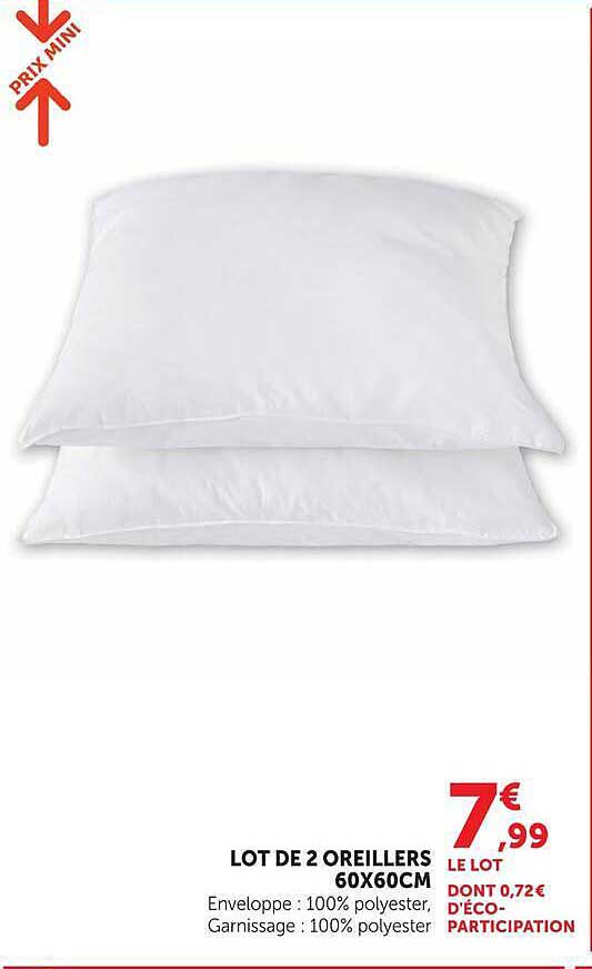 LOT DE 2 OREILLERS 60X60CM