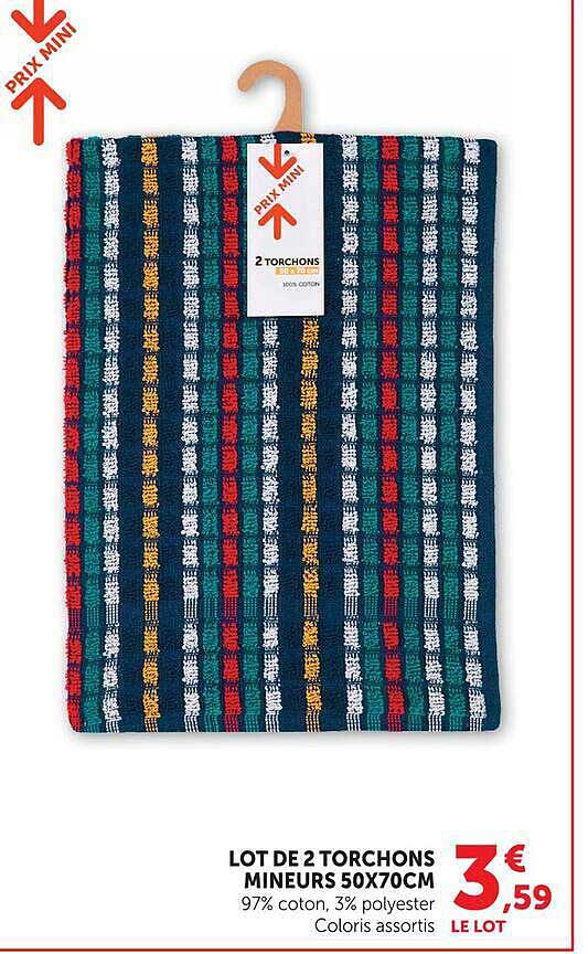 LOT DE 2 TORCHONS MINEURS 50X70CM