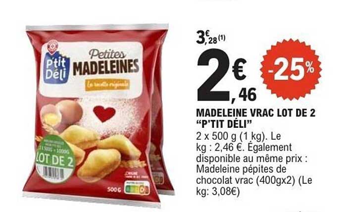 MADELEINE VRAC LOT DE 2 "P'TIT DÉLI"