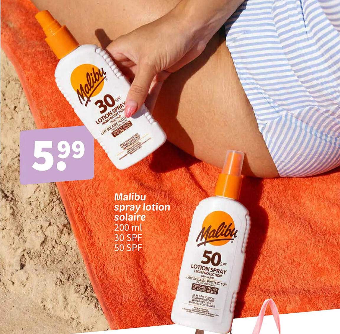 Malibu spray lotion solaire 200 ml 30 SPF 50 SPF