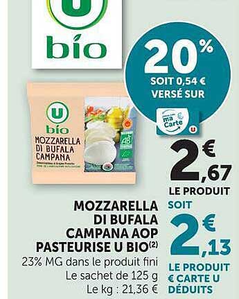 MOZZARELLA DI BUFALA CAMPANA AOP PASTEURISE U BIO