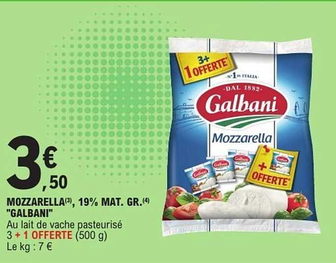 MOZZARELLA(3), 19% MAT. GR.(4) "GALBANI"