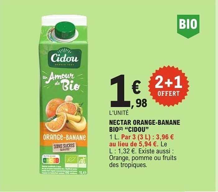 NECTAR ORANGE-BANANE BIO "CIDOU"