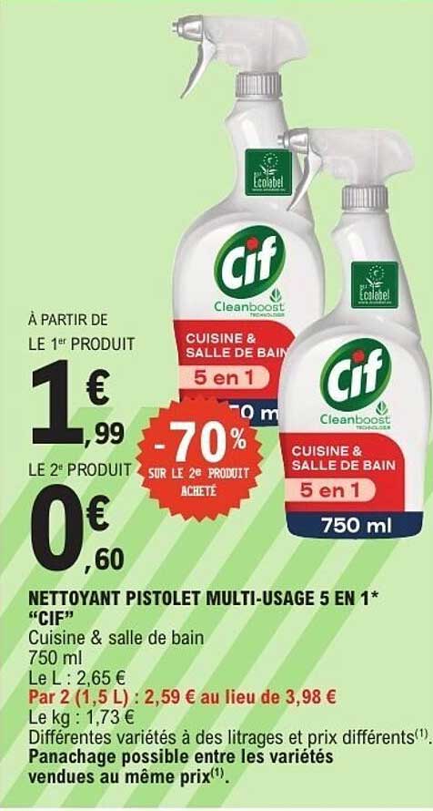 NETTOYANT PISTOLET MULTI-USAGE 5 EN 1* "CIF"