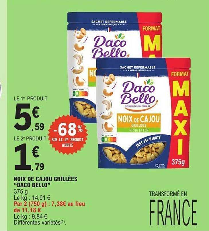 NOIX DE CAJOU GRILLÉES "DACO BELLO"