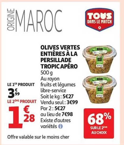 OLIVES VERTES ENTIÈRES À LA PERSILLADE TROPIC APÉRO 500 g