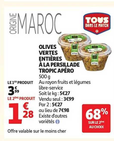 OLIVES VERTES ENTIÈRES À LA PERSILLADE TROPIC APÉRO