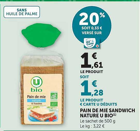 PAIN DE MIE SANDWICH NATURE U BIO