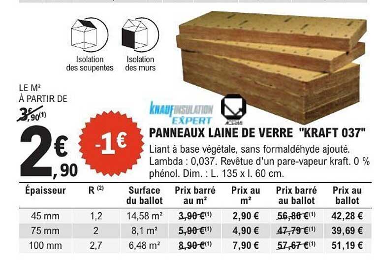 PANNEAUX LAINE DE VERRE "KRAFT 037"
