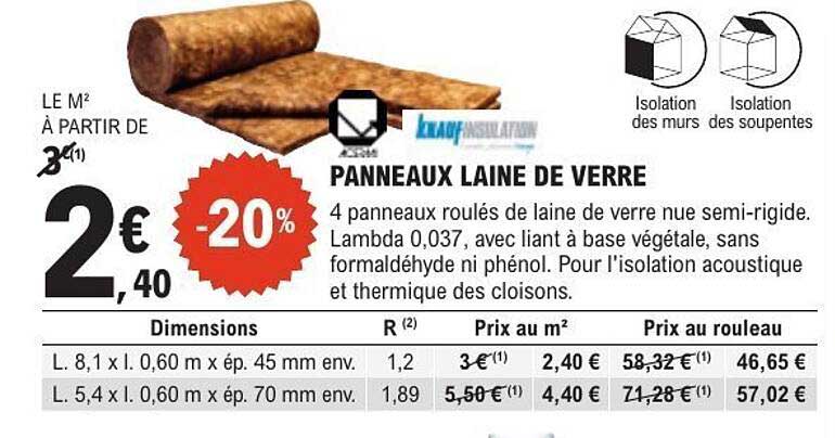 PANNEAUX LAINE DE VERRE
