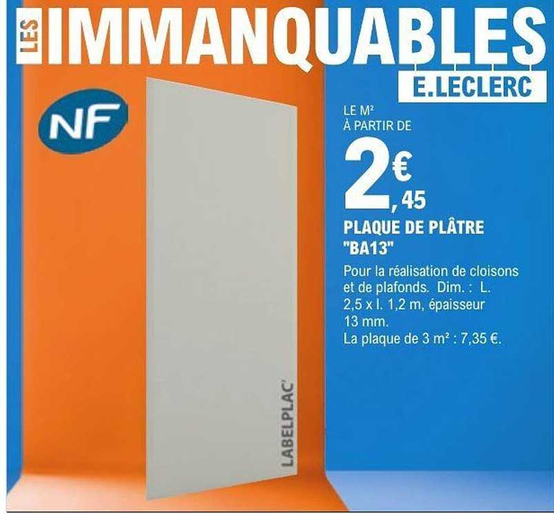 PLAQUE DE PLÂTRE "BA13"
