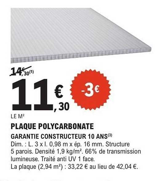 PLAQUE POLYCARBONATE