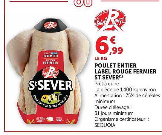 POULET ENTIER LABEL ROUGE FERMIER ST SEVER