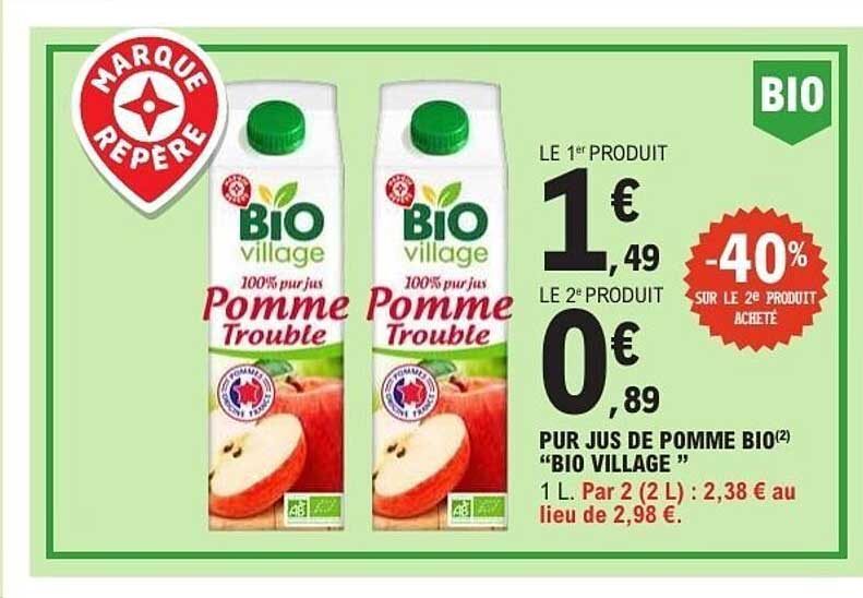 PUR JUS DE POMME BIO “BIO VILLAGE”