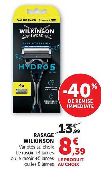 Rasage WILKINSON Variétés au choix Le rasoir +4 lames ou le rasoir +5 lames ou les 8 lames