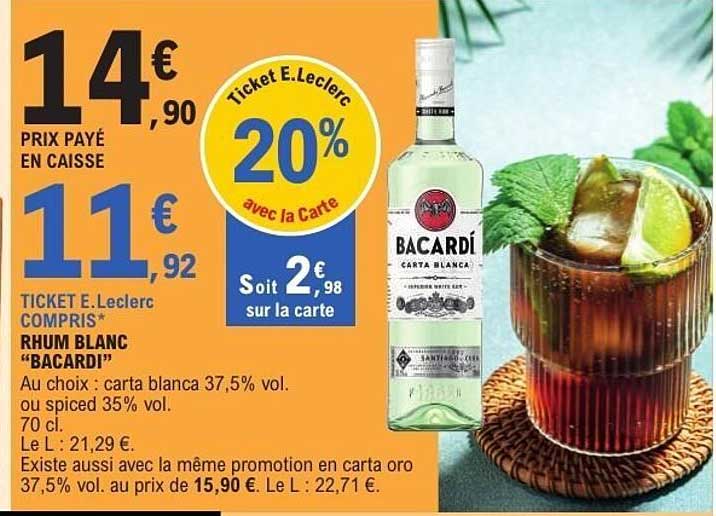 Rhum blanc «BACARDI»
