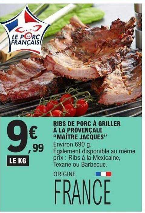 RIBS DE PORC À GRILLER À LA PROVENÇALE “MAÎTRE JACQUES”