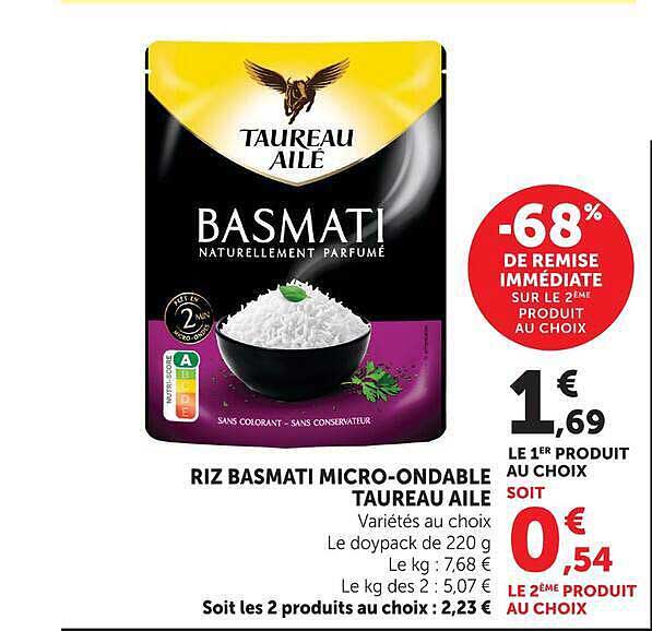 RIZ BASMATI MICRO-ONDABLE TAUREAU AILE