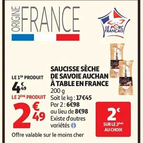 SAUCISSE SÈCHE DE SAVOIE AUCHAN À TABLE EN FRANCE