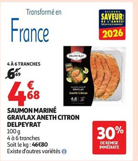 Saumon mariné gravlax aneth citron Delpeyrat