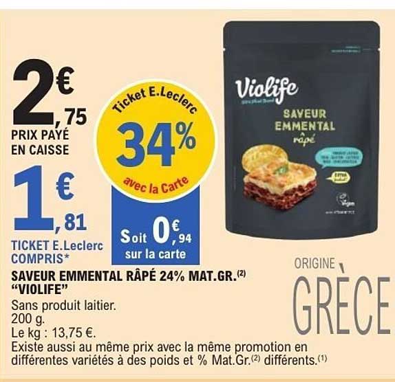 SAVEUR EMMENTAL RÂPÉ 24% MAT.GR. "VIOLIFE"