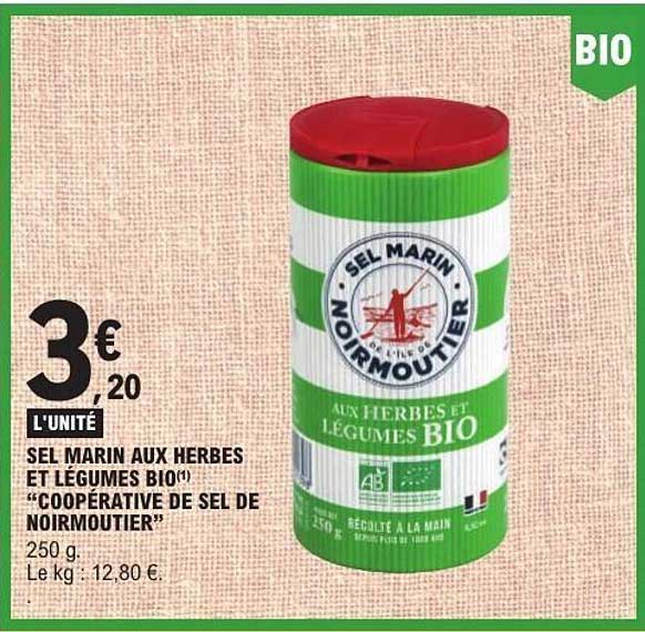 SEL MARIN AUX HERBES ET LÉGUMES BIO(1) "COOPÉRATIVE DE SEL DE NOIRMOUTIER"