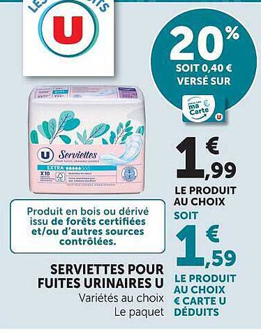 SERVIETTES POUR FUITES URINAIRES U