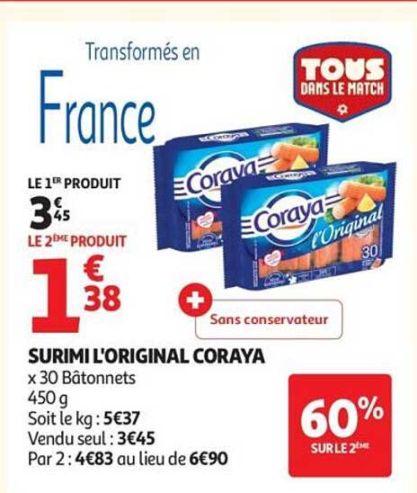SURIMI L'ORIGINAL CORAYA x 30 Bâtonnets 450 g