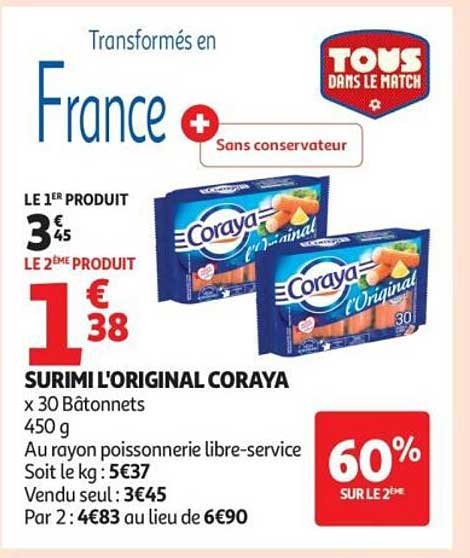 SURIMI L'ORIGINAL CORAYA x 30 Bâtonnets 450 g