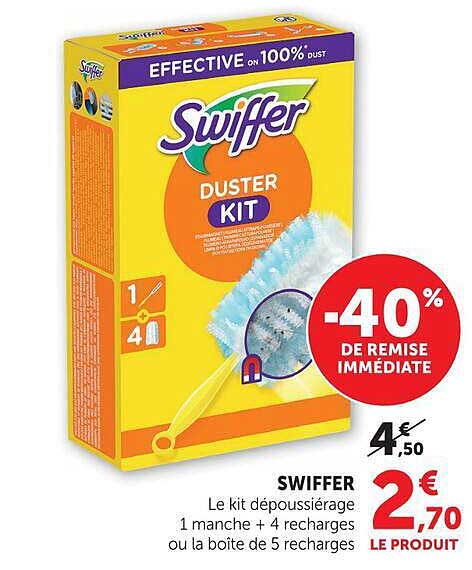 SWIFFER Le kit dépoussiérage 1 manche + 4 recharges ou la boîte de 5 recharges