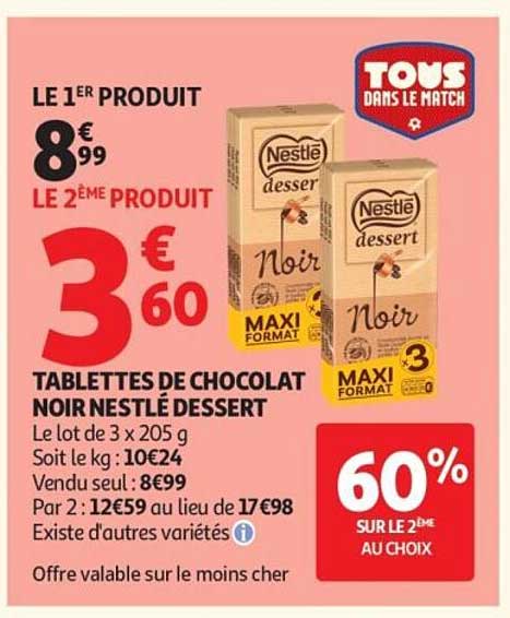 TABLETTES DE CHOCOLAT NOIR NESTLÉ DESSERT