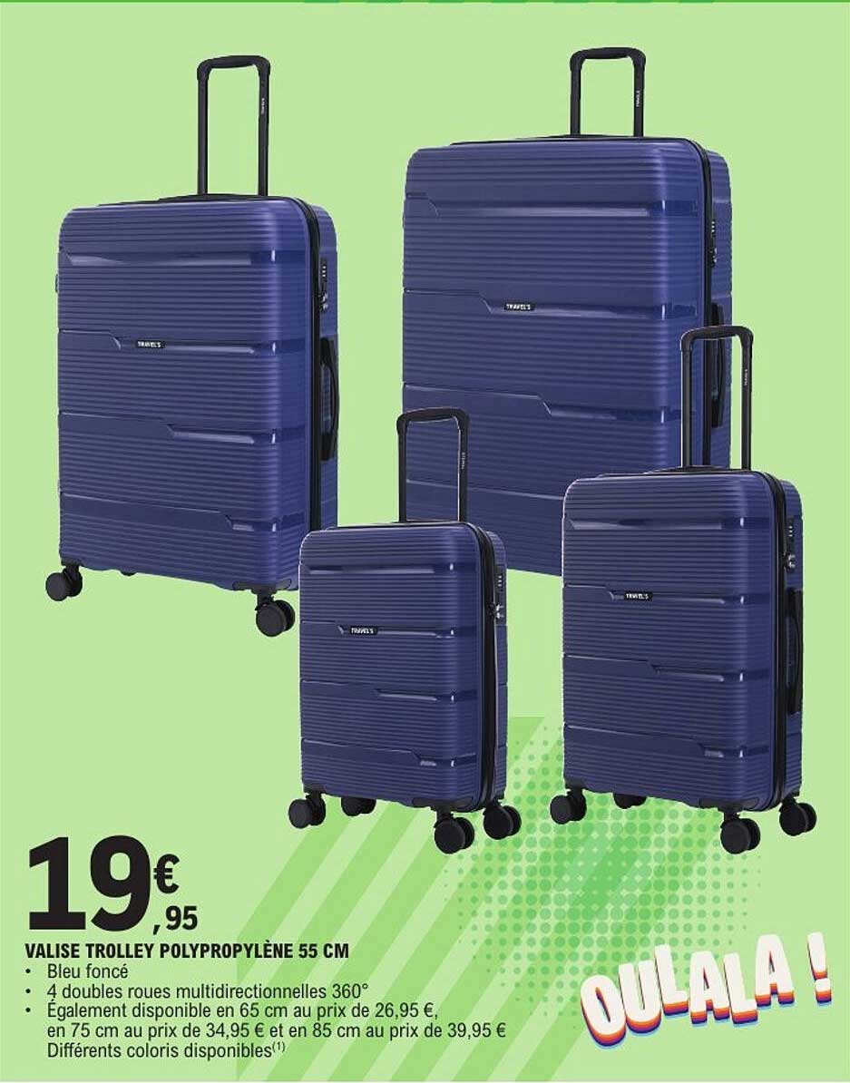 VALISE TROLLEY POLYPROPYLÈNE 55 CM
