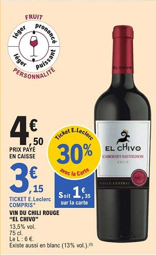 VIN DU CHILI ROUGE “EL CHIVO”