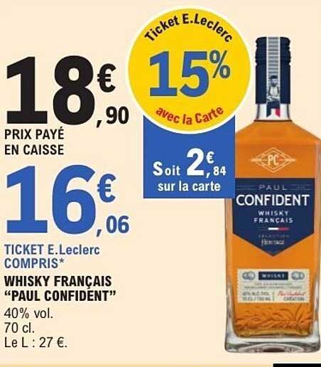 WHISKY FRANÇAIS “PAUL CONFIDENT”