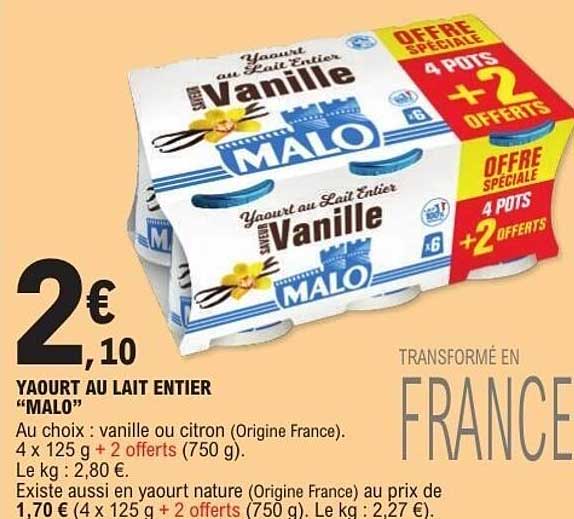 YAOURT AU LAIT ENTIER "MALO"