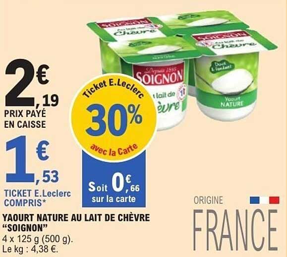 YAOURT NATURE AU LAIT DE CHÈVRE “SOIGNON”