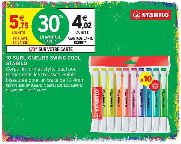 10 SURLIGNEURS SWING COOL STABILO