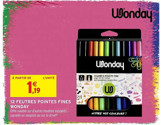 12 FEUTRES POINTES FINES WONDAY