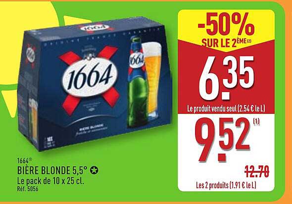 1664 BIÈRE BLONDE 5.5° Le pack de 10 x 25 cl. Réf. 5056
