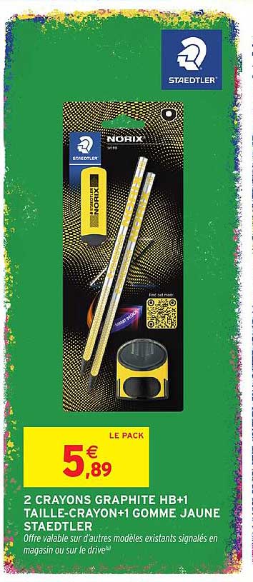 2 CRAYONS GRAPHITE HB+1 TAILLE-CRAYON+1 GOMME JAUNE STAEDTLER
