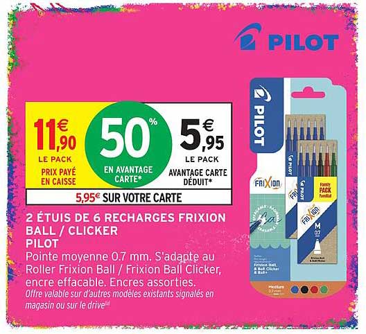2 ÉTUIS DE 6 RECHARGES FRIXION BALL / CLICKER PILOT