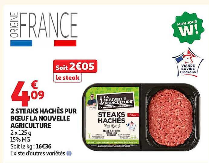 2 STEAKS HACHÉS PUR BŒUF LA NOUVELLE AGRICULTURE