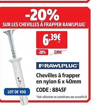 -20% SUR LES CHEVILLES À FRAPPER RAWLPLUG