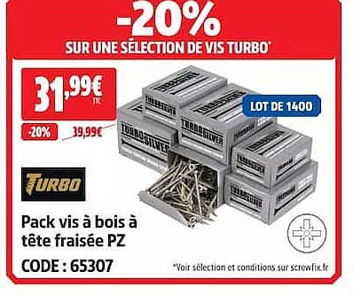 -20% SUR UNE SÉLECTION DE VIS TURBO'