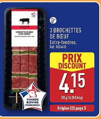 3 BROCHETTES DE BOEUF Extra-tendres.