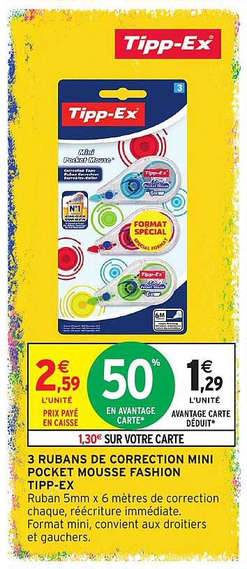 3 RUBANS DE CORRECTION MINI POCKET MOUSSE FASHION TIPP-EX