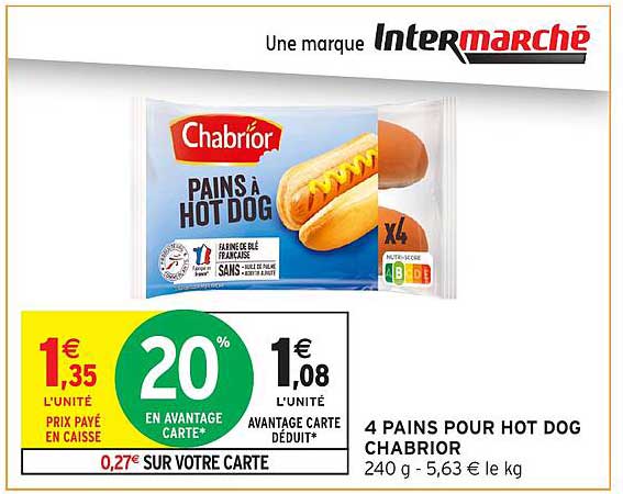 4 PAINS POUR HOT DOG CHABRIOR